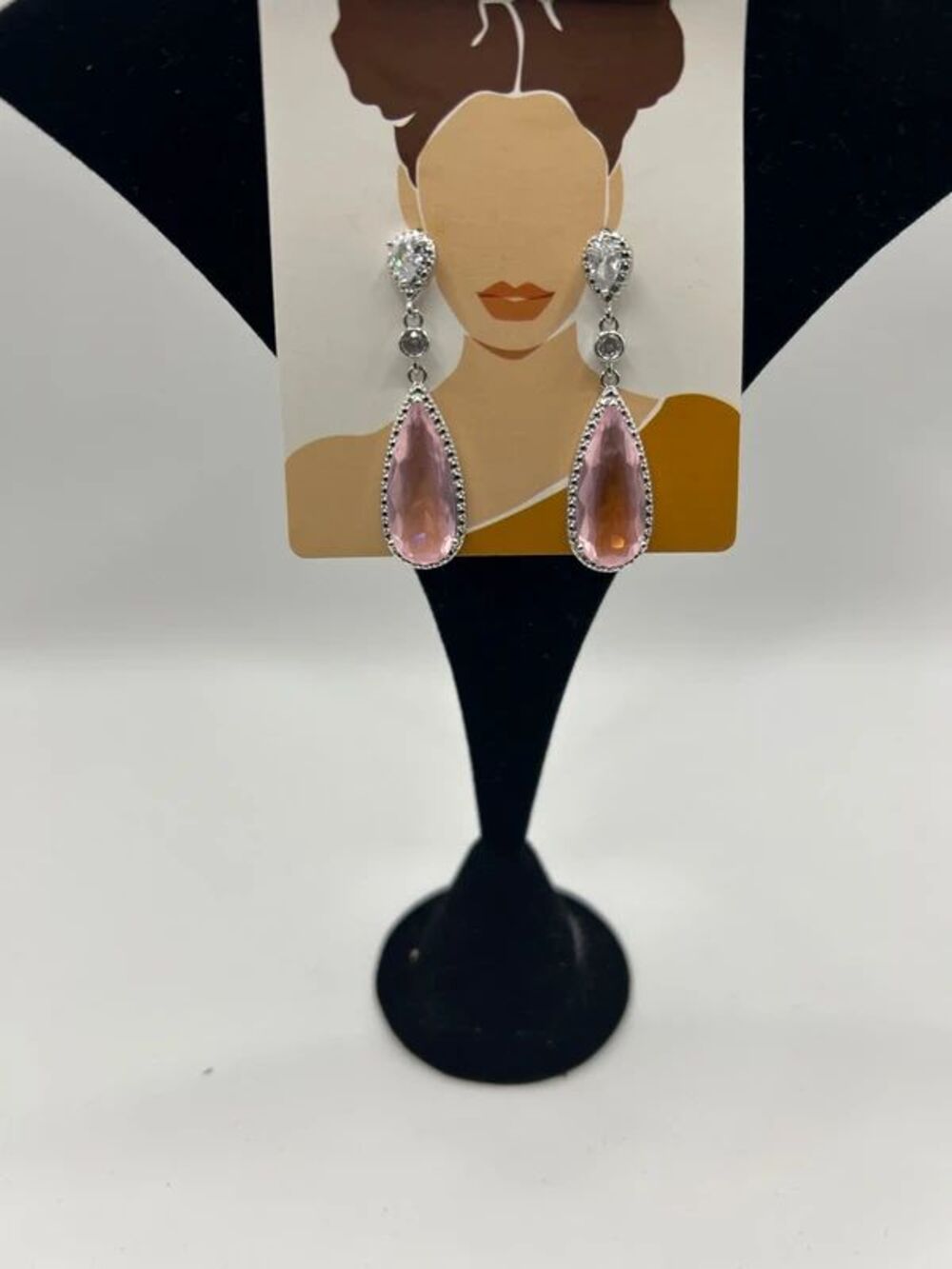 Pink teardrop Rhinestone earring - Picture 1 of 1